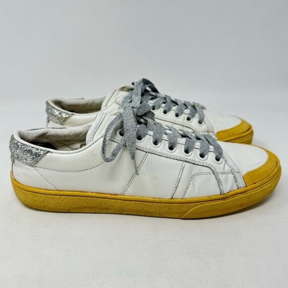 Authentic Saint Laurent leather Sneakers size EU 37/ 7 US - Picture 2 of 11